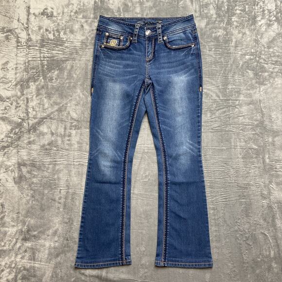 Seven 7 Embroidered Bootcut Jeans Women's Size 6 Blue Denim - Picture 1 of 11